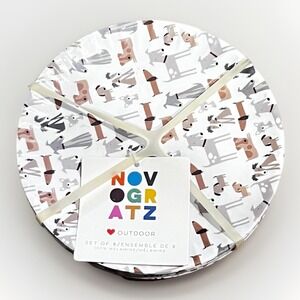 New Novogratz Set of 8‎ Dashchund Melamine Indoor Outdoor Plates (8 Inch)